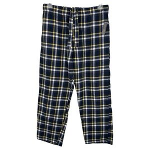 NWT Old Navy Flannel Pajama Pants Men Women Unisex Blue Yellow Plaid Size Medium